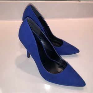 Royal Blue Velvety Pointed-Toe Heels